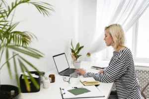 Woman working from home